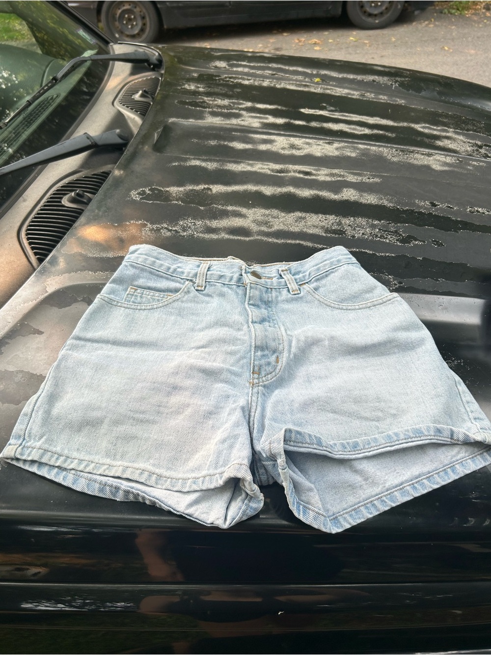 Women’s Light Blue High-Rise Denim Jean Shorts